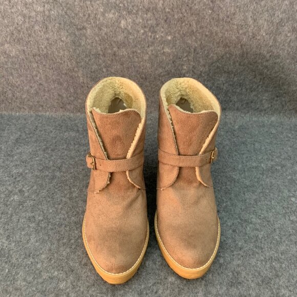 STELLA McCARTNEY Faux Shearling Gum Wedge Ankle Boots - Picture 6 of 11